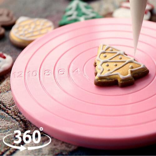 Faroot 14CM Cake Decorating Rotating Turntable Display Stand Icing Baking Cookies Cafe Bra Pink Kitchen Tools