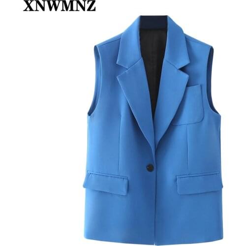 XNWMNZ Women Fashion Simply Solid Color Sleeveless Vest Jacket Office Ladies Wear Casual Slim Suit WaistCoat Pocket Outwear Tops