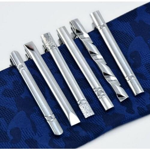 Tie Clips 2019 Men Fashion Jewelry Decorations Accessories Male Neckwear Tie Clip with Rhinestone Stainless Steel Gentle Necktie