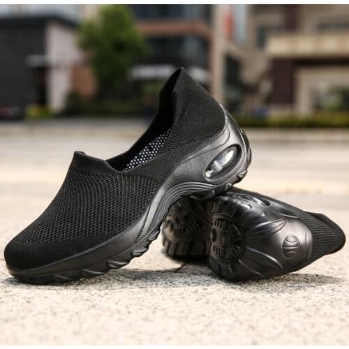 Women Plateform Shoes Sneakers Women Fly-weaving Breathable Mesh Chunky Walking Shoes Air Cushioned Footwear