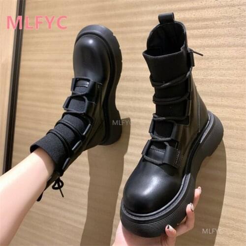Martin boots womens 2021 autumn and winter new round toe straps comfortable and easy to wear womens fashion boots