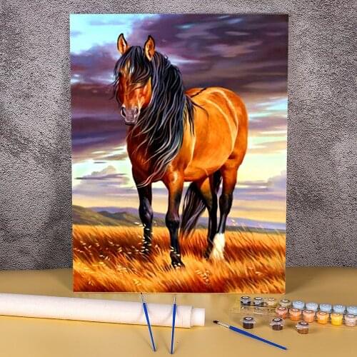 Animal Horse Coloring By Numbers Painting Complete Kit Acrylic Paints 40*50 Picture By Numbers Photo Handmade Crafts Drawing
