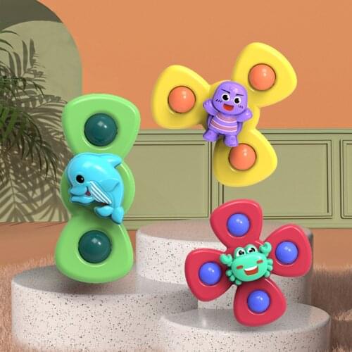 1pcs Cartoon Fidget Spinner Kids Toys ABS With Suction Cup Colorful Gyro Toy Relief Stress Educational Fingertip Rattle Toys