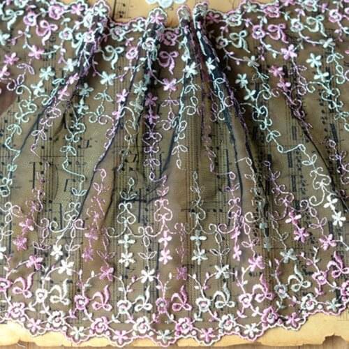 10meters Bilateral Embroidery Lace Trim Flowers Mesh Womens Dress Fabric Lingerie Bra Clothes Sewing Handmade DIY 22cm Wide