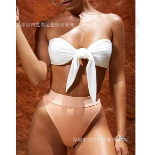 2021 Strapless Tube Top Bikini Bathing Suit Women Beach Wear Two Piece Set Swimming Suit for Women Push Up Swimwear Swimsuit