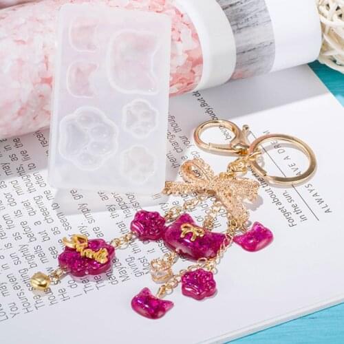 3 Pcs DIY Star Moon Cat Footprint Love Heart Silicone Resin Mold Jewelry Tools F3MD