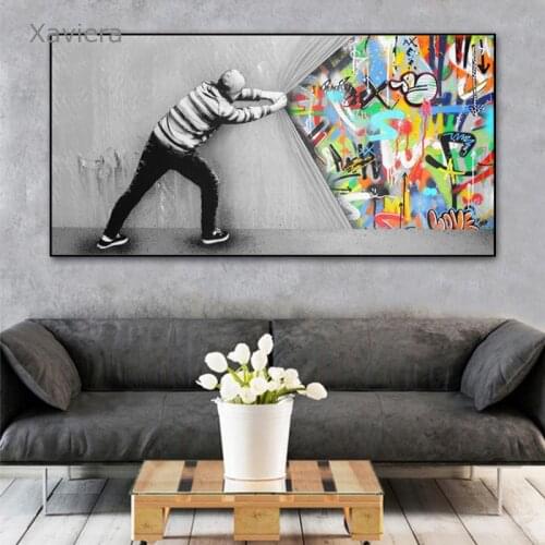 Abstract Graffiti Street Art Banksy Art Canvas Painting Nordic Modern Posters and Prints Home Decor Bedside Background Board
