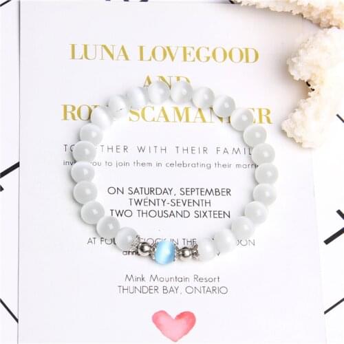 Simple white cat eye beads bracelet for women Lucky purity white friendship bracelet Wedding gift ladies femme simple bracelets