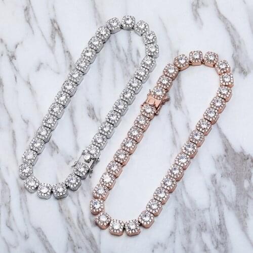 Hip Hop Micro Paved AAA Cubic Zircon Iced Out Bling Tennis Chain Necklaces for Men Women High Quality Rapper Jewelry Gifts