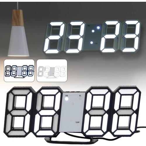 3D LED Wall Clock Modern Design Digital Table Clock Alarm Nightlight Saat reloj de pared Watch For Home Living Room Decoration
