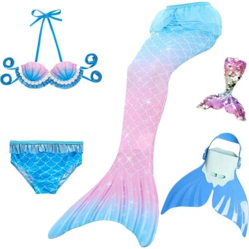 Girls Tail Mermaid Tails Kids Swimsuit Costumes Clip Monofins Bikini Swimming Cosplay Little Mermaid tail for Children Swimwear