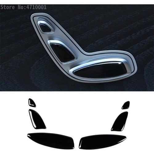 For Mercedes Benz E Class W213 E200 E300 GLC C Class W205 ABS Gloss Black Car Seat Side Adjustment Button Sequins Trim