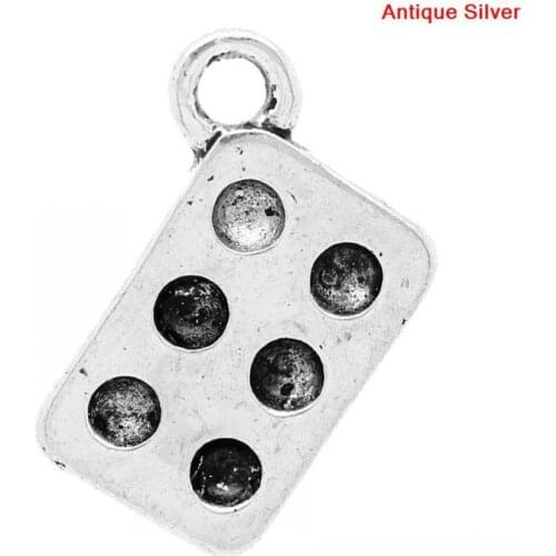 DoreenBeads Charm Pendants Cakes Mold Baking Pan Silver Color(Can Hold ss10 Rhinestone)15x10mm,50PCs