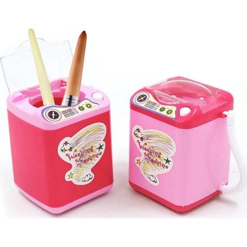 Mini Electric Washing Machine Kids Toys Pink 360 Rotation Makeup Brushes Cosmetic Beauty Tool Automatic Cleaning Washing Machine