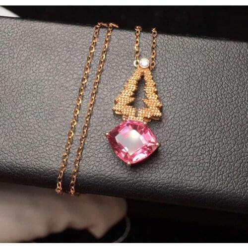 H813 Fine Jewelry High Chic 100% Natural Red Tourmaline Gemstone 2.13ct Pendant Cute Torques Pendants Neckalces for Women