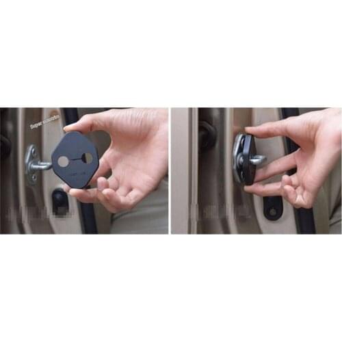 Lapetus Black Door Lock Protector Cover Buckle Decoration Frame Cover Trim Fit For Toyota RAV4 Rav 4 2013 2014 2015 Plastic