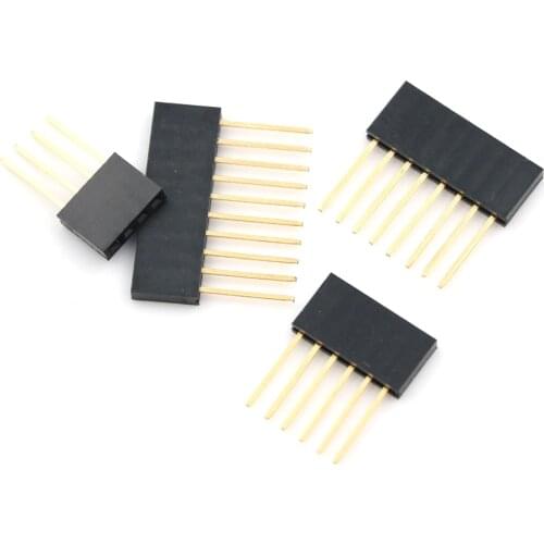 Hot Selling 10pcs 4/6/8/10 Pin 2.54 mm Stackable Long Legs Femal Header Shield Wholesale