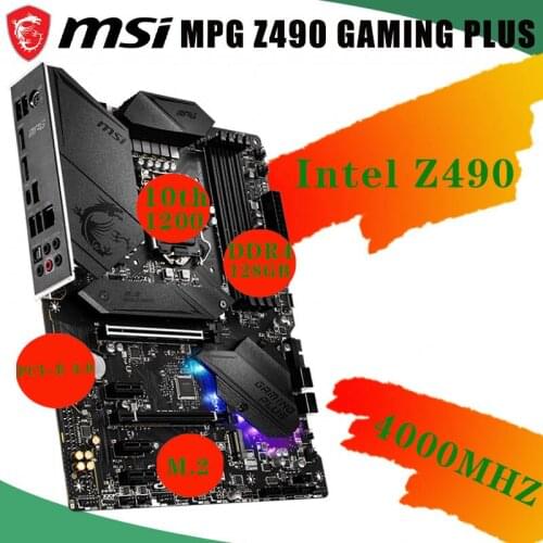MSI MPG Z490 GAMING PLUS Desktop Motherboard LGA 1200 Support Dual Channel DDR4 i9 128GB PCI-E 3.0 M.2 Intel Z490 ATX Mainboard