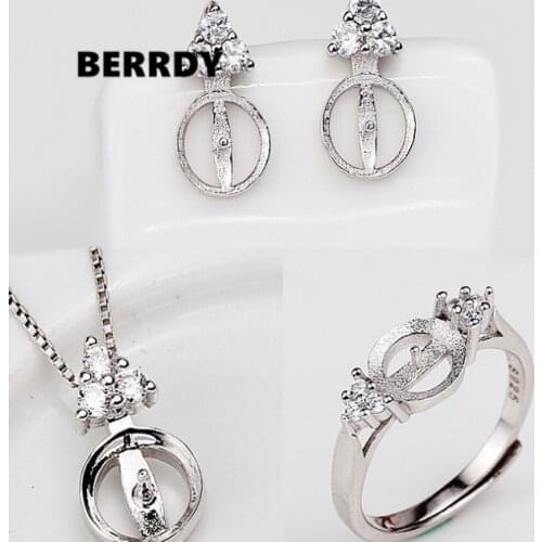 Fashion Pearl Pendant/Earrings/Ring Set Mountings Findings Settings Jewelry Set Parts Fittings Charm Accessories for Lady Girls