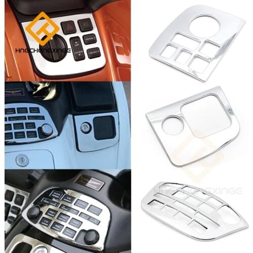 Motorcycle Left/Right Chrome Control Accent Fairing Radio Accent Panel For Honda Goldwing 1800 GL1800 2001-2011