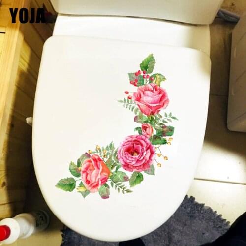 YOJA 21.8X10.7CM Retro Flowering Branch Toilet Sticker Creative Room Decoration Wall Decal T1-1993