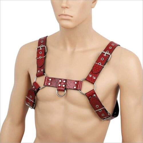 Genuine PU Mens Sexy Bondage Restraints Leather Belt Chest Straps Harness Gay Buckles Fetish Clubwear Toys For man S0252