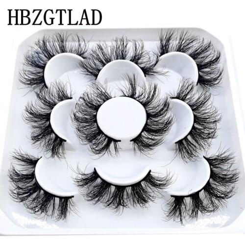 Wholesale 5 Pairs Fake Eyelashes 25 mm Super Fluffy Mink Wispy With Box Dramatic Volume Messy Long 25mm 3d Mink False Lashes