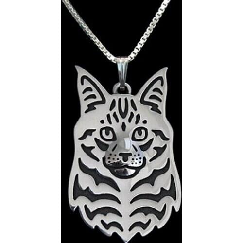 Maine Coon Cat necklace Handmade necklace Carved hollow pendant jewelry golden colors plated fast delivery