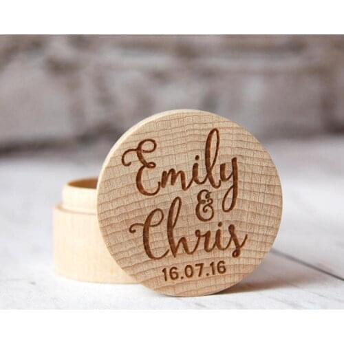 Personalized Rustic Wedding Wood Ring Box Holder Custom Your Names and Date Wedding Ring Bearer Box