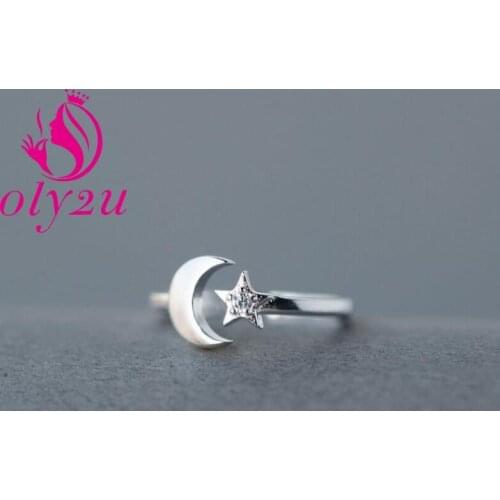 Yiustar New Fashion Moon Star CZ Rhinestones Adjustable Rings For Women Wedding Gift SYJZ074