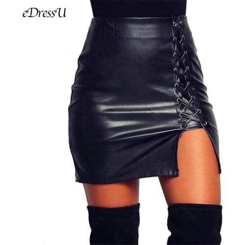 S-5XL PU Leather Skirt Women Faux Leather Skirt Sexy Short Bandage Skirt Plus Size Above Knee Club Daily Skirt Streetwear YT-473