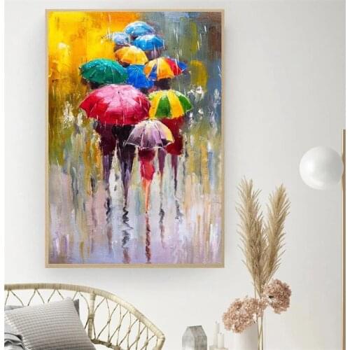 Modern Abstract Oil Painting Girl Holding Umbrella To Print Portrait Prints on Canvas WallArt Picture LivingRoom Home Decoration