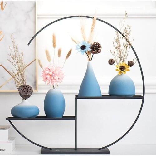 Modern Ins Gradient Blue And White Ceramic Vase Creative Flower Ware Living Room Desktop Home Decor 2021