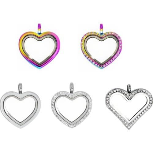 1pc Good Quality Heart Shape Glass Locket Magnetic Pendant for Sweater Necklace
