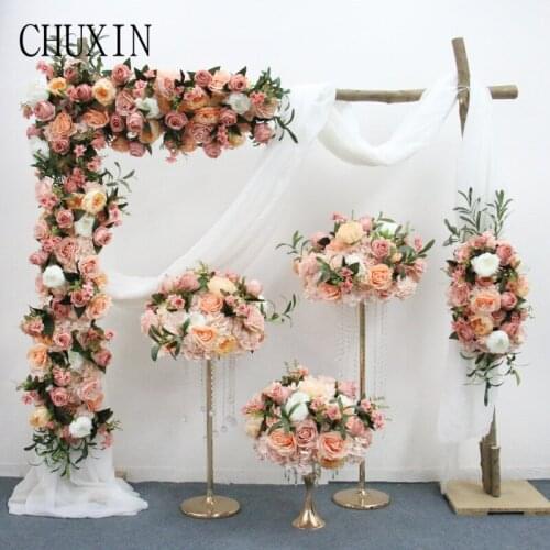 Champagne Wedding Flower Runner Flower Ball Wreath Wedding Set Desktop Decoration Guide Background Photography Customizable