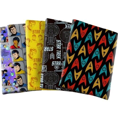 Cartoon Trek Pattern Printed Bullet Textured Liverpool Patchwork Tissue Kids home textile 50*145cm