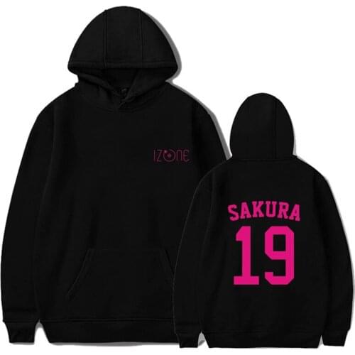 IZONE CHAEYEON SAKURA IZ*ONE Print Long Sleeve Hooded Sweatshirt Itself Kpop Hoody Oversize Pullovers Hoodies PG065