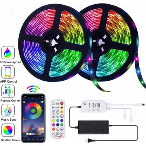LED Strip Light Bluetooth RGB 5050 SMD 5M 10M 15M Waterproof RGB LED Music Sync Smart Flex Lights Flexible DC 12V Remote Control