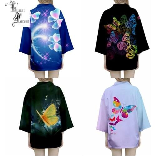 Butterfly Funny Cardigan Japanese Kimono Haori Yukata Women/Men kimono Summer Shirt Short Sleeve Streetwear Loose