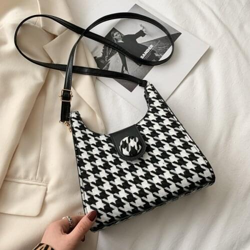 Women Bag France Bucket Fashion Houndstooth Zipper Shoulder Bag Pures And Bag Crossbody Vintage Designer Bag High Quality