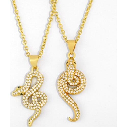 Crystal Gold Filled Animal Snake Necklace For Women CZ Cubic Zirconia Clavicle Necklace Pendant Statement Fashion Jewelry nker46