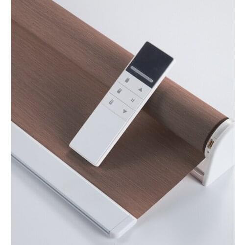 Zshine Imitation Silk Fabric Three Set Dark Brown W90H161 With Recharegeable Motor and Solar Panel Electric Roller Shades