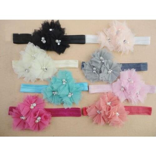 2013 Multi Color Bling Triple Tulle Mesh Headbands Baby Flower Headbands 200pcs/lot