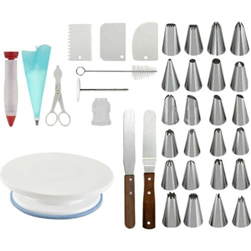 36 Pieces Baking Ornaments Set Nozzle Tips Cake Stand Scraper Brushes DIY Baking Tools Set