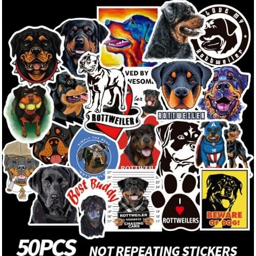 50pcs Rottweiler Pet Dog Stickers for Car Styling Motorcycle Bike Laptop Travel Luggage Cool Funny Sticker Bomb JDM Decals