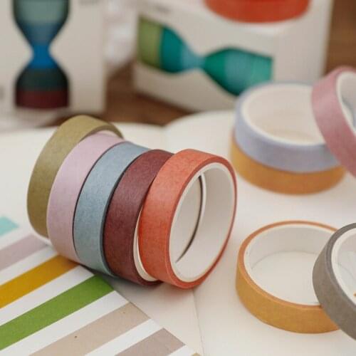 6rolls/box Solid Vintage Washi Tape Aesthetic DIY Scrapbook Diary Tape Scrapbooking Material Techo Washi Tape Set Stationery