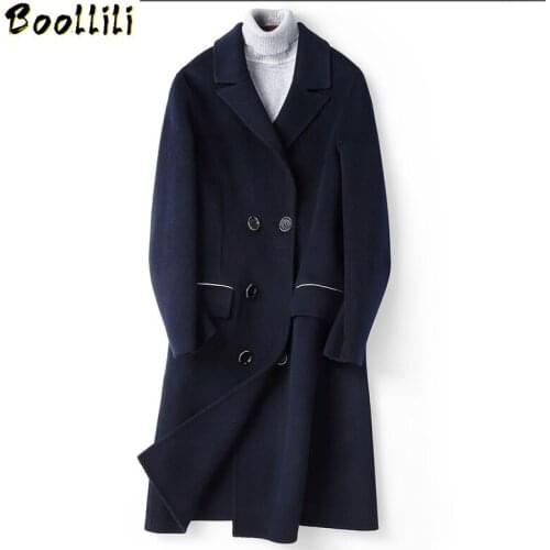 Boollili 100% Wool Coat Men Long Jacket Casual Double Breasted Mens Overcoats Spring Autumn Abrigo Hombre