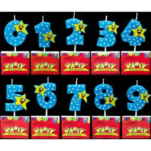1pc 0-9 Number Cartoon Comic Star Cute Sweet Heart Cat Digital Candle Baby Shower Children Kids Birthday Party Cake Decoration