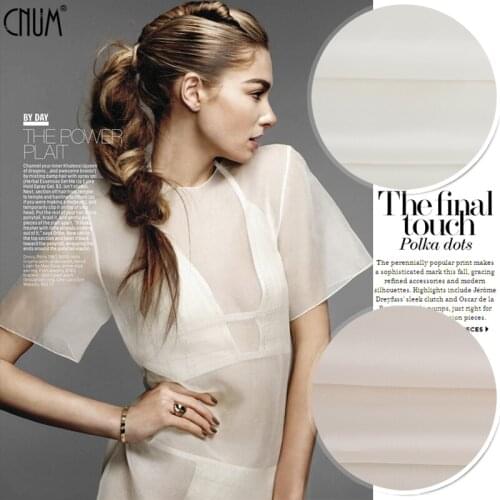 CNUM SG003 100% Silk Georgette/White & Pink/Silk Fabric Charmeuse Thin/Width 1.59yd Thickness 8mm