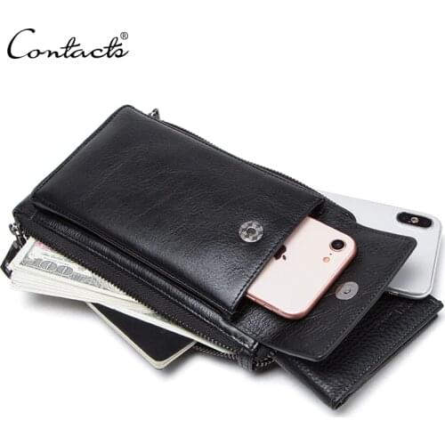 CONTACTS new genuine leather men small shoulder bag for cell phone and cards man crossbody bags clutch bag male waist packs